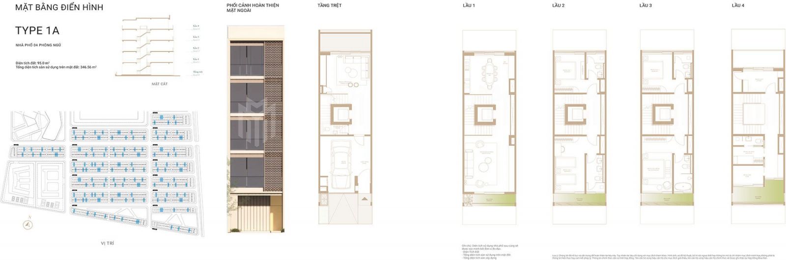 Mặt bằng thiết kế nhà phố The Global City – Type 1A